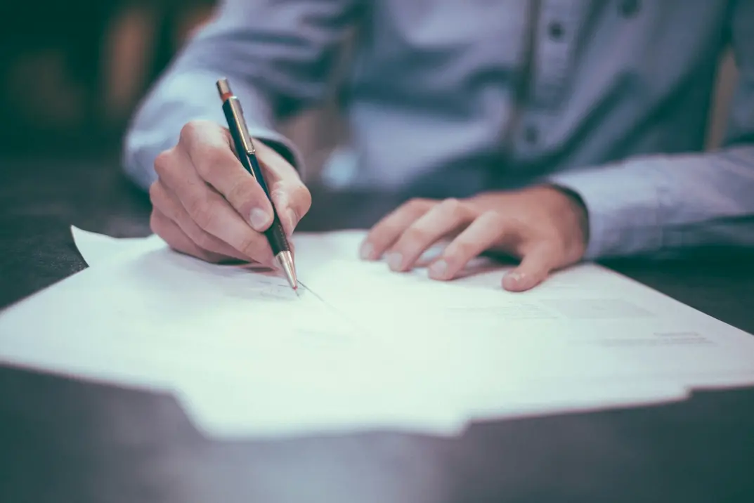 Professional working on a papers